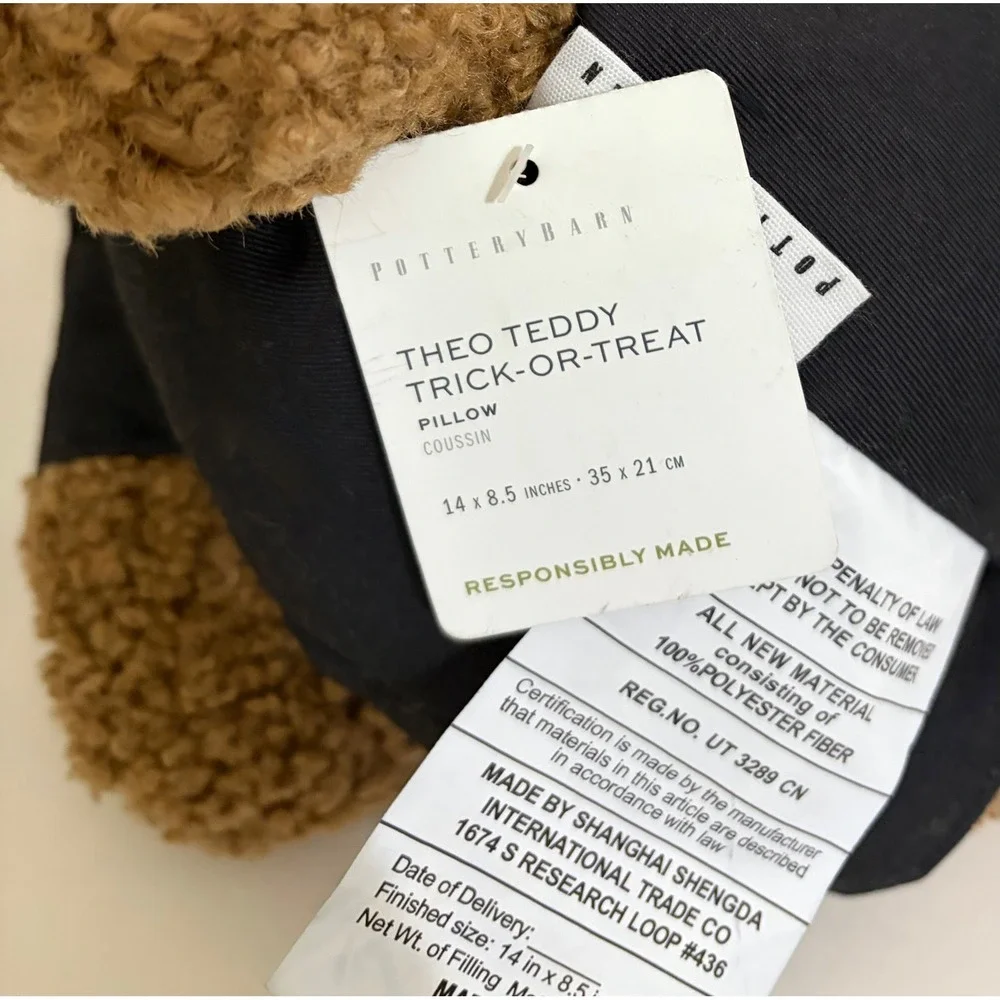 NWT! POTTERY BARN Theo Teddy Trick-or-Treating Pillow Bear Halloween Potterybarn